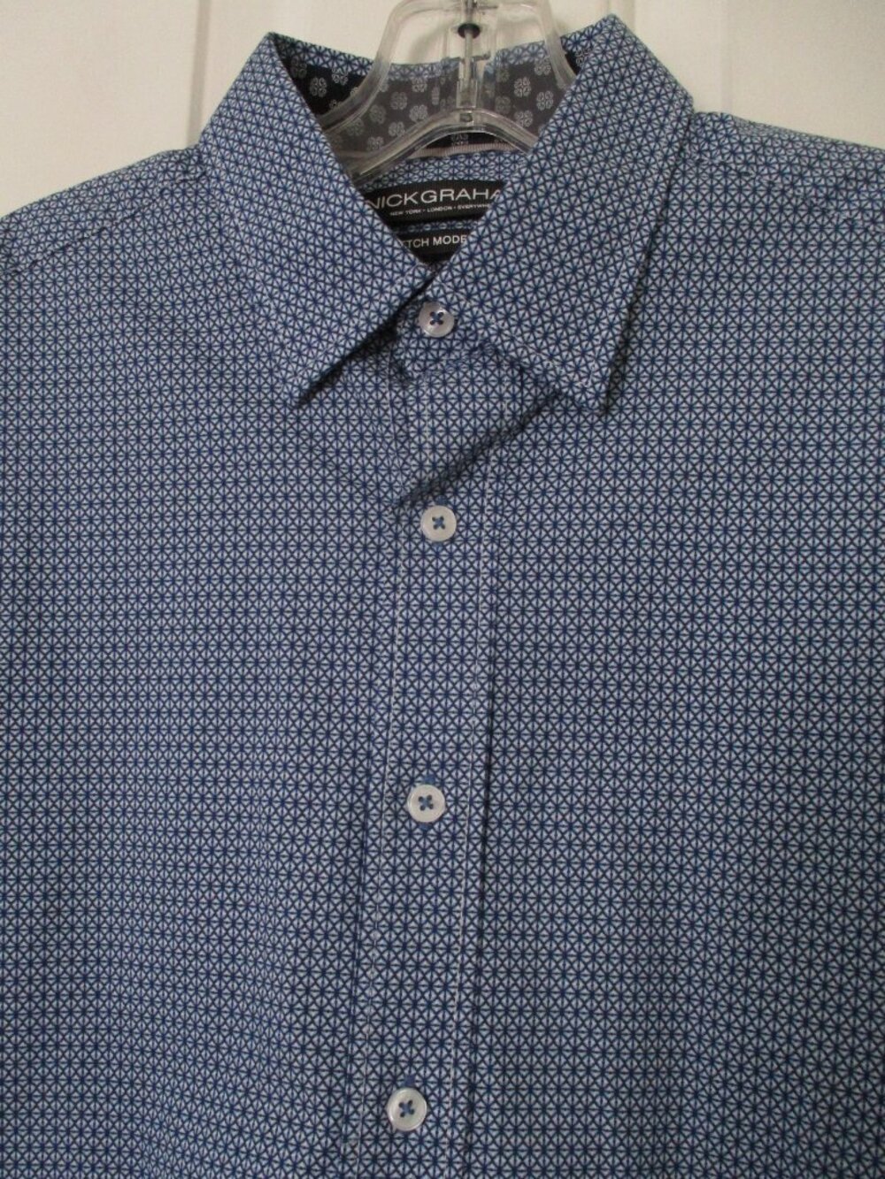 Nick Graham Mens L/S Blue Stretch Cotton Dress Shirt-Size 15.5/32-33* Modern Fit